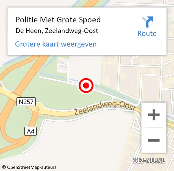 Locatie op kaart van de 112 melding: Politie Met Grote Spoed Naar De Heen, Zeelandweg-Oost op 25 juli 2022 17:10