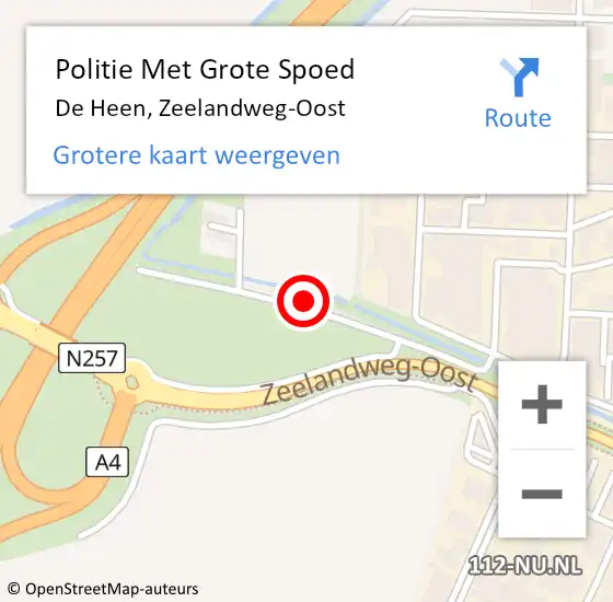Locatie op kaart van de 112 melding: Politie Met Grote Spoed Naar De Heen, Zeelandweg-Oost op 25 juli 2022 17:14