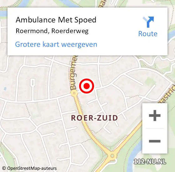 Locatie op kaart van de 112 melding: Ambulance Met Spoed Naar Roermond, Roerderweg op 25 juli 2022 17:29