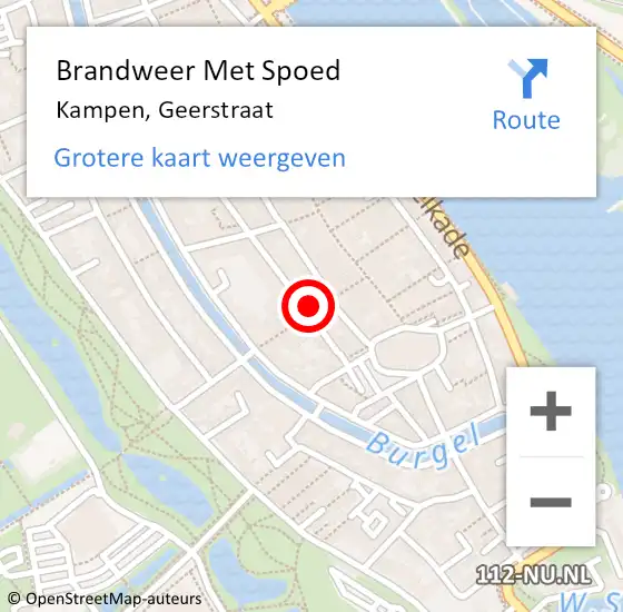 Locatie op kaart van de 112 melding: Brandweer Met Spoed Naar Kampen, Geerstraat op 25 juli 2022 17:43