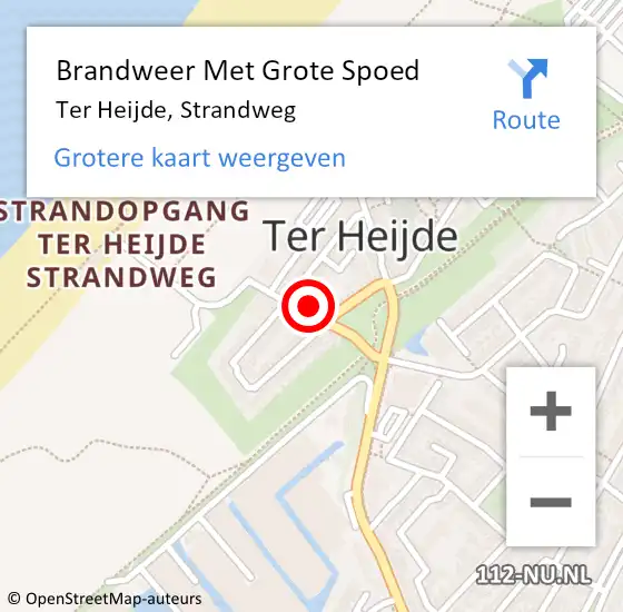 Locatie op kaart van de 112 melding: Brandweer Met Grote Spoed Naar Ter Heijde, Strandweg op 25 juli 2022 18:14