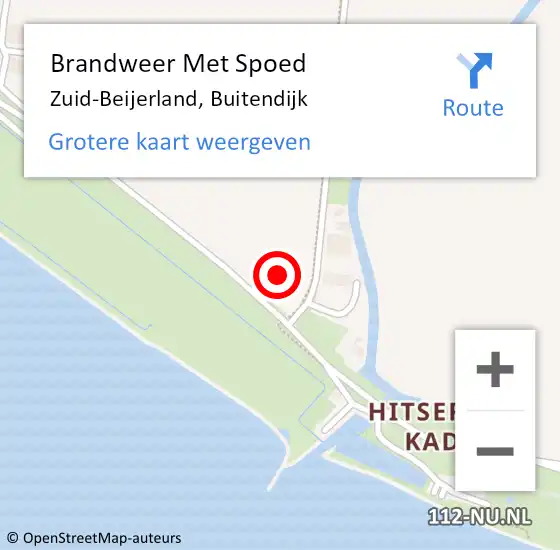 Locatie op kaart van de 112 melding: Brandweer Met Spoed Naar Zuid-Beijerland, Buitendijk op 25 juli 2022 18:22