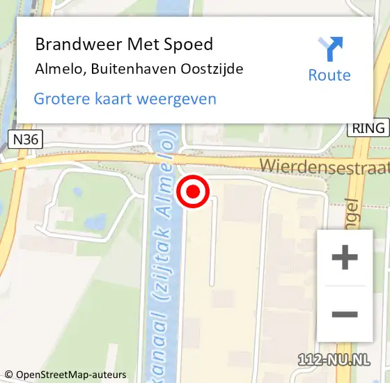 Locatie op kaart van de 112 melding: Brandweer Met Spoed Naar Almelo, Buitenhaven Oostzijde op 25 juli 2022 18:59