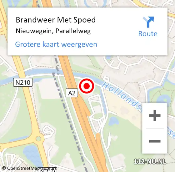 Locatie op kaart van de 112 melding: Brandweer Met Spoed Naar Nieuwegein, Parallelweg op 25 juli 2022 19:08