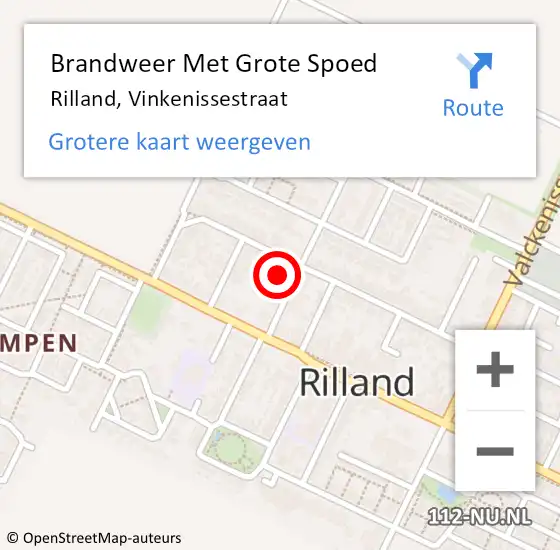 Locatie op kaart van de 112 melding: Brandweer Met Grote Spoed Naar Rilland, Vinkenissestraat op 25 juli 2022 19:11