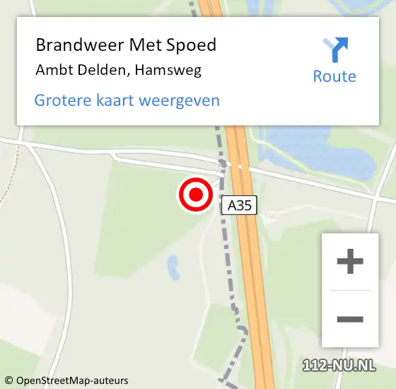 Locatie op kaart van de 112 melding: Brandweer Met Spoed Naar Ambt Delden, Hamsweg op 25 juli 2022 19:11