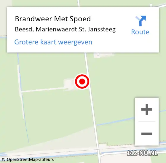 Locatie op kaart van de 112 melding: Brandweer Met Spoed Naar Beesd, Marienwaerdt St. Janssteeg op 25 juli 2022 19:19