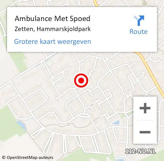 Locatie op kaart van de 112 melding: Ambulance Met Spoed Naar Zetten, Hammarskjöldpark op 25 juli 2022 19:21