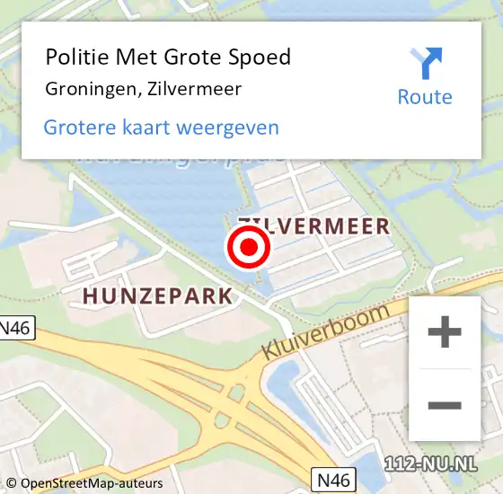 Locatie op kaart van de 112 melding: Politie Met Grote Spoed Naar Groningen, Zilvermeer op 25 juli 2022 20:05