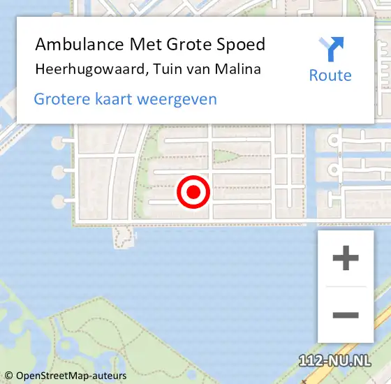 Locatie op kaart van de 112 melding: Ambulance Met Grote Spoed Naar Heerhugowaard, Tuin van Malina op 25 juli 2022 20:05