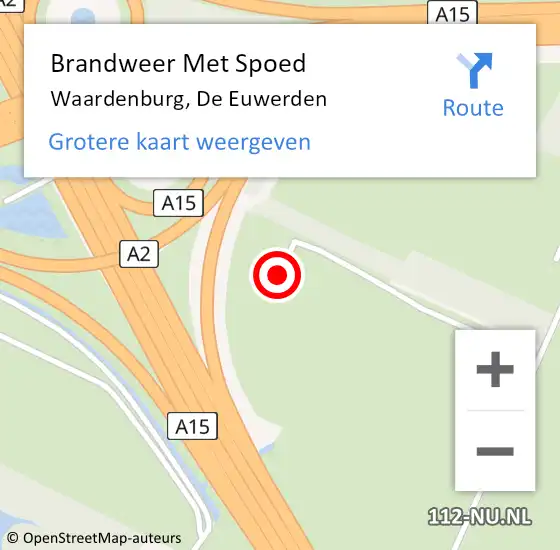 Locatie op kaart van de 112 melding: Brandweer Met Spoed Naar Waardenburg, De Euwerden op 25 juli 2022 20:17