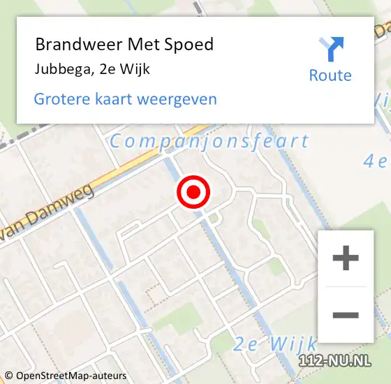 Locatie op kaart van de 112 melding: Brandweer Met Spoed Naar Jubbega, 2e Wijk op 25 juli 2022 20:43