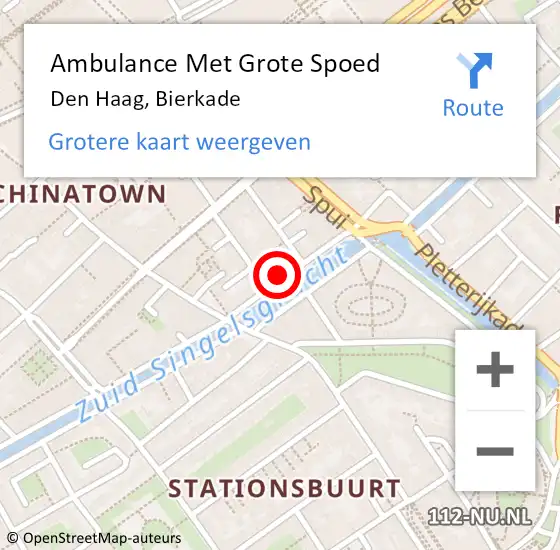 Locatie op kaart van de 112 melding: Ambulance Met Grote Spoed Naar Den Haag, Bierkade op 25 juli 2022 21:13