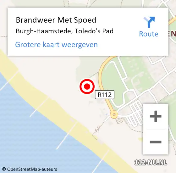 Locatie op kaart van de 112 melding: Brandweer Met Spoed Naar Burgh-Haamstede, Toledo's Pad op 25 juli 2022 21:25