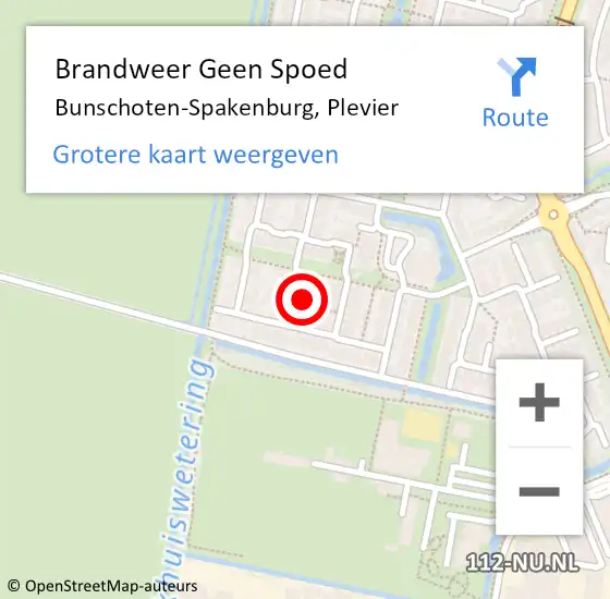 Locatie op kaart van de 112 melding: Brandweer Geen Spoed Naar Bunschoten-Spakenburg, Plevier op 25 juli 2022 21:29