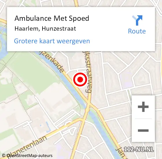 Locatie op kaart van de 112 melding: Ambulance Met Spoed Naar Haarlem, Hunzestraat op 25 juli 2022 21:42