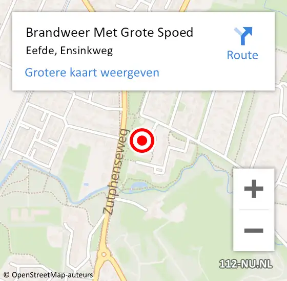 Locatie op kaart van de 112 melding: Brandweer Met Grote Spoed Naar Eefde, Ensinkweg op 25 juli 2022 22:10