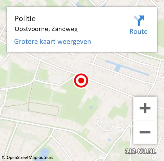 Locatie op kaart van de 112 melding: Politie Oostvoorne, Zandweg op 25 juli 2022 22:31