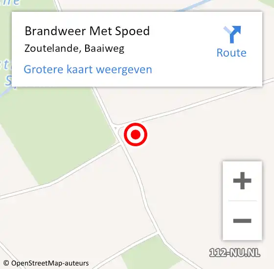 Locatie op kaart van de 112 melding: Brandweer Met Spoed Naar Zoutelande, Baaiweg op 25 juli 2022 23:06