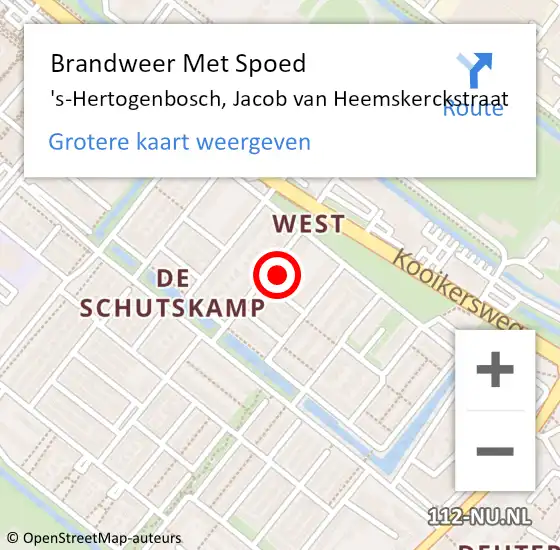 Locatie op kaart van de 112 melding: Brandweer Met Spoed Naar 's-Hertogenbosch, Jacob van Heemskerckstraat op 25 juli 2022 23:16