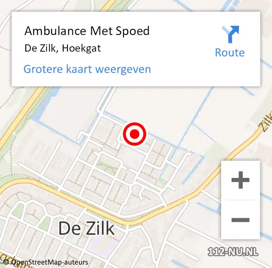 Locatie op kaart van de 112 melding: Ambulance Met Spoed Naar De Zilk, Hoekgat op 25 juli 2022 23:39