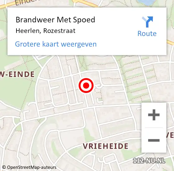 Locatie op kaart van de 112 melding: Brandweer Met Spoed Naar Heerlen, Rozestraat op 26 juli 2022 00:07