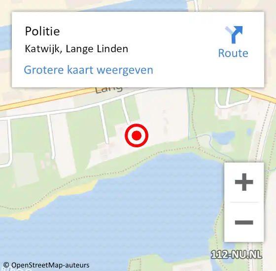 Locatie op kaart van de 112 melding: Politie Katwijk, Lange Linden op 26 juli 2022 00:23