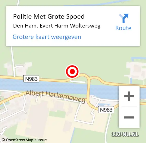 Locatie op kaart van de 112 melding: Politie Met Grote Spoed Naar Den Ham, Evert Harm Woltersweg op 26 juli 2022 00:26
