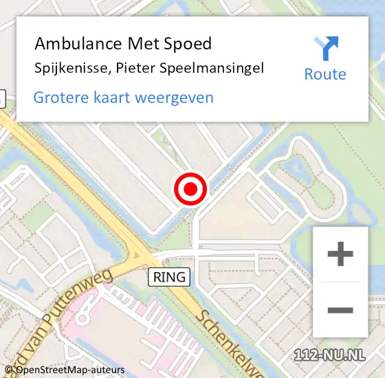 Locatie op kaart van de 112 melding: Ambulance Met Spoed Naar Spijkenisse, Pieter Speelmansingel op 26 juli 2022 00:40