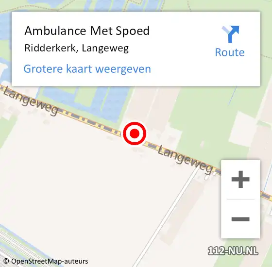 Locatie op kaart van de 112 melding: Ambulance Met Spoed Naar Ridderkerk, Langeweg op 26 juli 2022 02:19