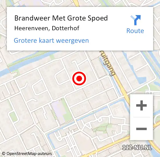 Locatie op kaart van de 112 melding: Brandweer Met Grote Spoed Naar Heerenveen, Dotterhof op 26 juli 2022 02:29