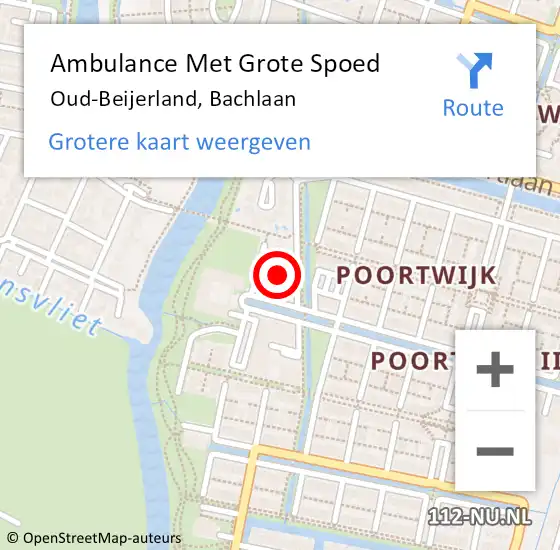 Locatie op kaart van de 112 melding: Ambulance Met Grote Spoed Naar Oud-Beijerland, Bachlaan op 26 juli 2022 03:17