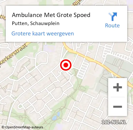 Locatie op kaart van de 112 melding: Ambulance Met Grote Spoed Naar Putten, Schauwplein op 26 juli 2022 05:01