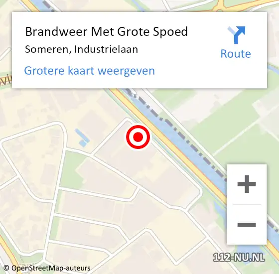 Locatie op kaart van de 112 melding: Brandweer Met Grote Spoed Naar Someren, Industrielaan op 26 juli 2022 06:16