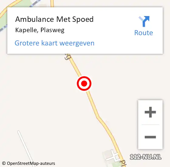 Locatie op kaart van de 112 melding: Ambulance Met Spoed Naar Kapelle, Plasweg op 24 juli 2014 12:16