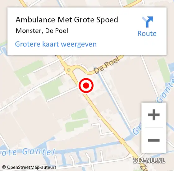 Locatie op kaart van de 112 melding: Ambulance Met Grote Spoed Naar Monster, De Poel op 26 juli 2022 06:56