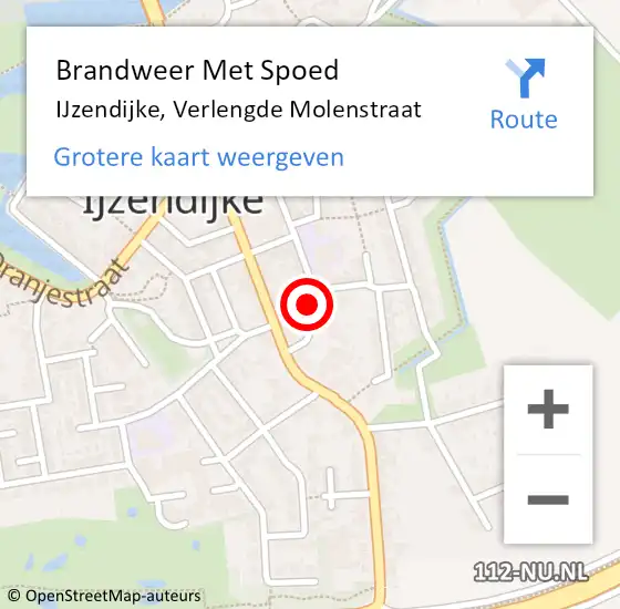 Locatie op kaart van de 112 melding: Brandweer Met Spoed Naar IJzendijke, Verlengde Molenstraat op 24 juli 2014 12:19