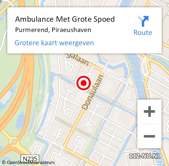 Locatie op kaart van de 112 melding: Ambulance Met Grote Spoed Naar Purmerend, Piraeushaven op 26 juli 2022 08:25