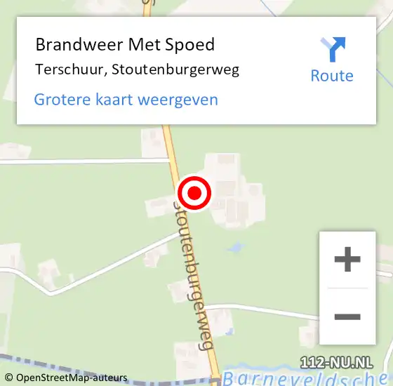 Locatie op kaart van de 112 melding: Brandweer Met Spoed Naar Terschuur, Stoutenburgerweg op 26 juli 2022 08:30