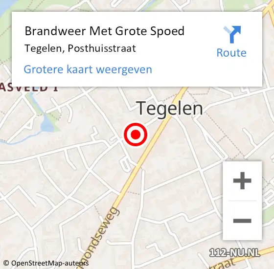 Locatie op kaart van de 112 melding: Brandweer Met Grote Spoed Naar Tegelen, Posthuisstraat op 26 juli 2022 08:35