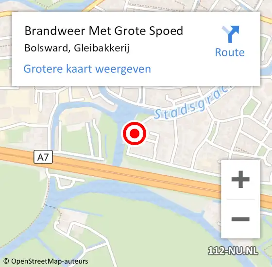 Locatie op kaart van de 112 melding: Brandweer Met Grote Spoed Naar Bolsward, Gleibakkerij op 26 juli 2022 08:54