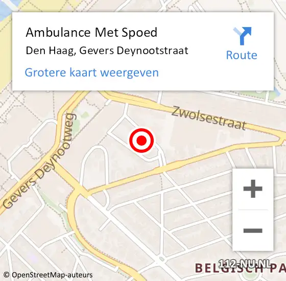 Locatie op kaart van de 112 melding: Ambulance Met Spoed Naar Den Haag, Gevers Deynootstraat op 26 juli 2022 08:56