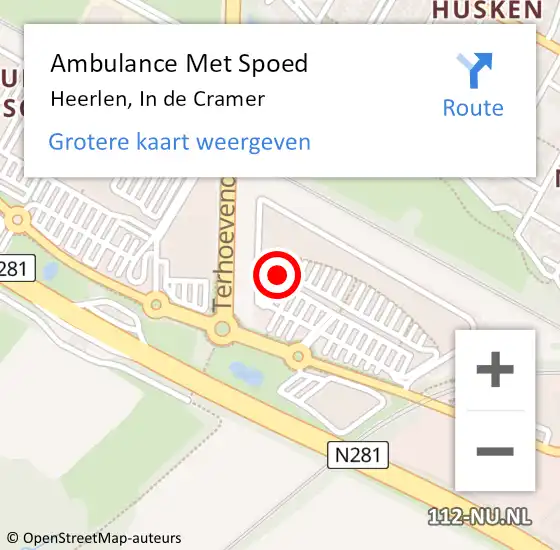 Locatie op kaart van de 112 melding: Ambulance Met Spoed Naar Heerlen, In de Cramer op 26 juli 2022 09:05