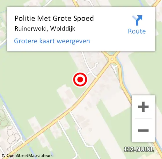 Locatie op kaart van de 112 melding: Politie Met Grote Spoed Naar Ruinerwold, Wolddijk op 26 juli 2022 09:07