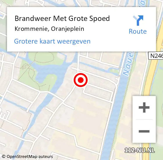 Locatie op kaart van de 112 melding: Brandweer Met Grote Spoed Naar Krommenie, Oranjeplein op 26 juli 2022 09:25