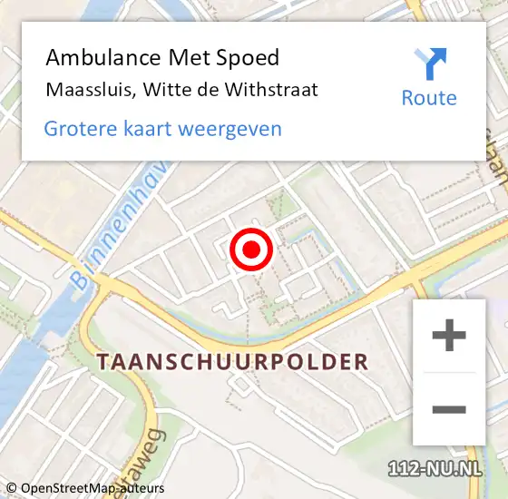 Locatie op kaart van de 112 melding: Ambulance Met Spoed Naar Maassluis, Witte de Withstraat op 26 juli 2022 09:54
