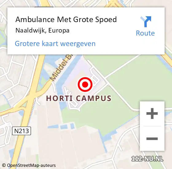 Locatie op kaart van de 112 melding: Ambulance Met Grote Spoed Naar Naaldwijk, Europa op 26 juli 2022 09:55