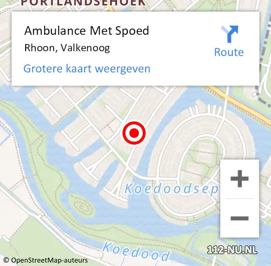 Locatie op kaart van de 112 melding: Ambulance Met Spoed Naar Rhoon, Valkenoog op 26 juli 2022 10:33