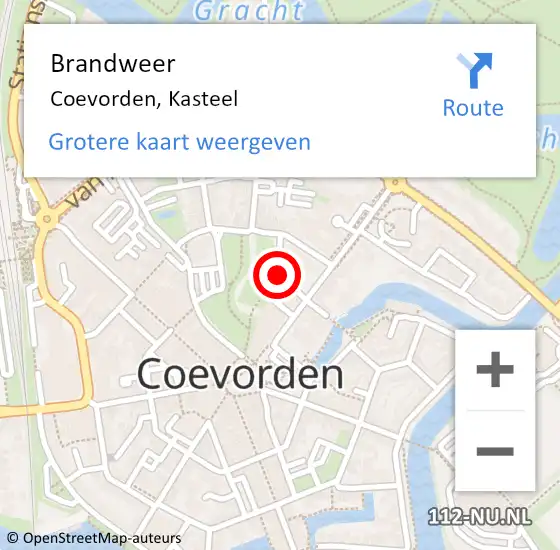 Locatie op kaart van de 112 melding: Brandweer Coevorden, Kasteel op 24 juli 2014 12:36