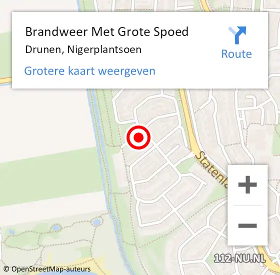 Locatie op kaart van de 112 melding: Brandweer Met Grote Spoed Naar Drunen, Nigerplantsoen op 26 juli 2022 11:16